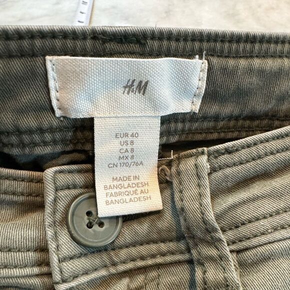 H&M Olive Green Twill Utility Pants Sz.8 - Picture 8 of 9
